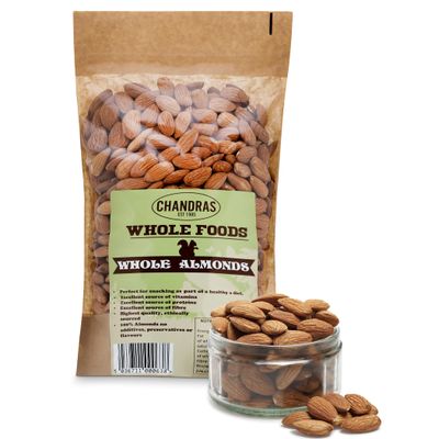 Chandra Whole Foods - Almonds 1KG - Low-GI Almonds for Snacking, Smoothies, Baking &amp; Cooking - Gluten-Free, Keto &amp; Vegan-Friendly, Rich in Protein &amp; Vitamins &amp; Fibre