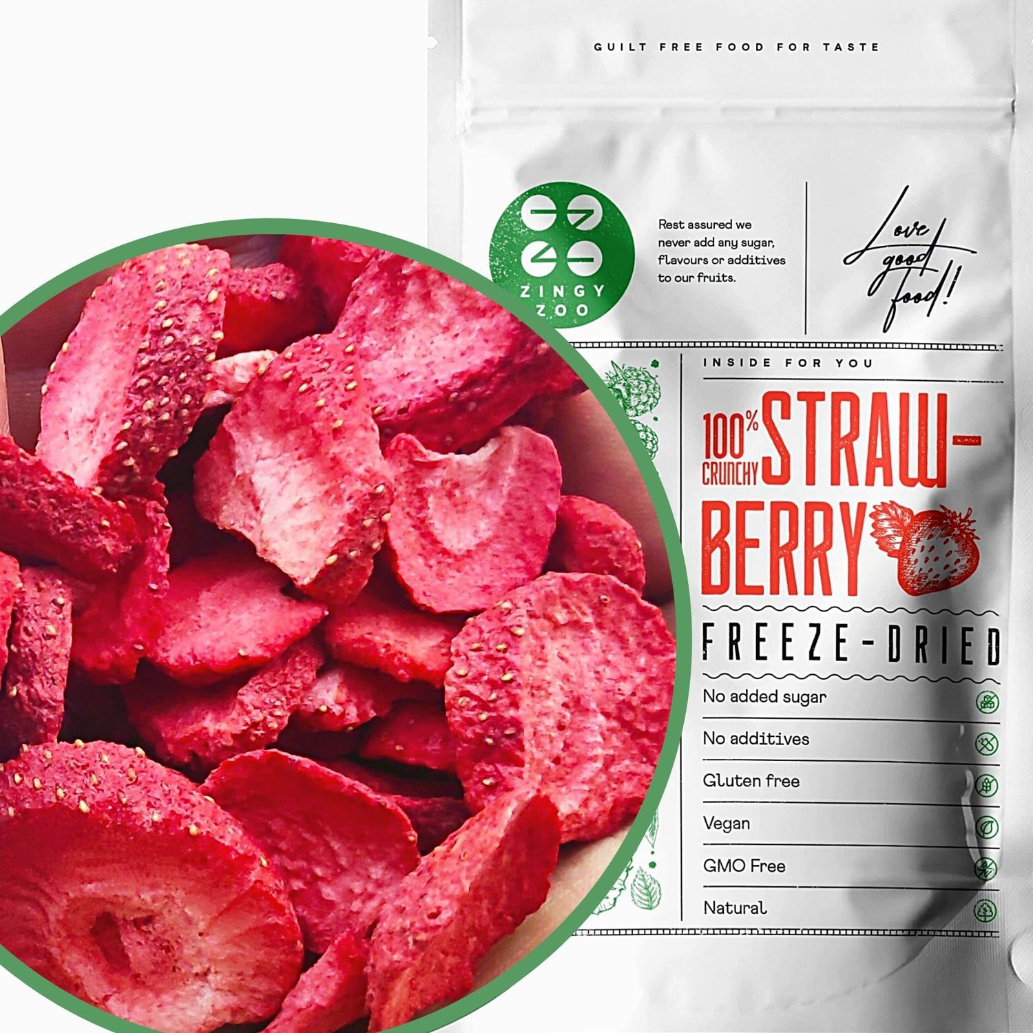 Freeze Dried Strawberry Slices Raw Natural Premium Freeze Dried Fruit Freeze Dried Strawberries Snacking Freeze-Dried Strawberries Berries from Fresh Frozen Freeze Dry Strawberrys ZingyZoo