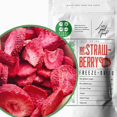 Freeze Dried Strawberry Slices Raw Natural Premium Freeze Dried Fruit Freeze Dried Strawberries Snacking Freeze-Dried Strawberries Berries from Fresh Frozen Freeze Dry Strawberrys ZingyZoo