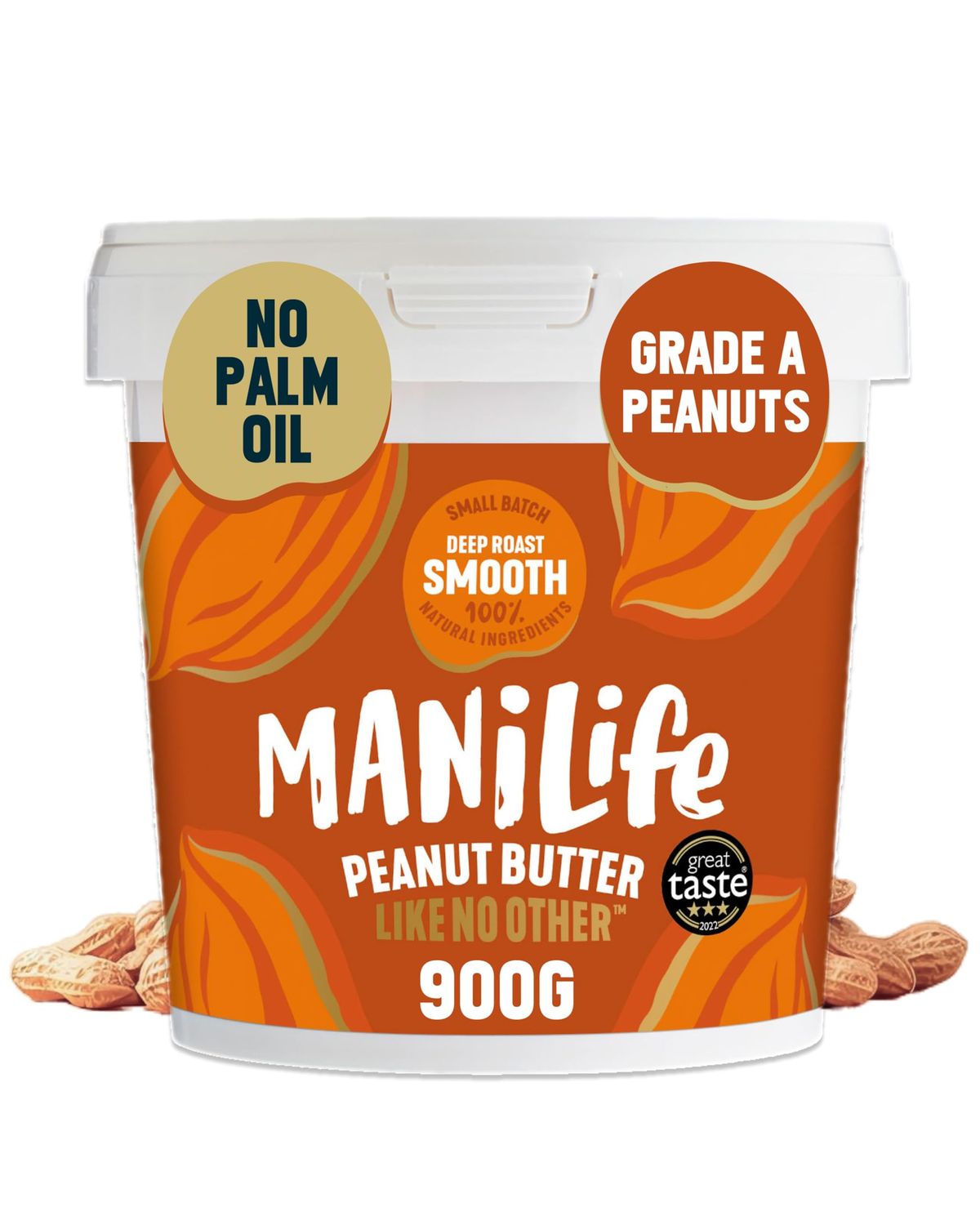ManiLife Deep Roast Smooth Natural Peanut Butter 900g High Protein, No Palm Oil &amp; No Added Sugar Made from Single Origin Argentine Grade A Peanuts (packaging may vary)