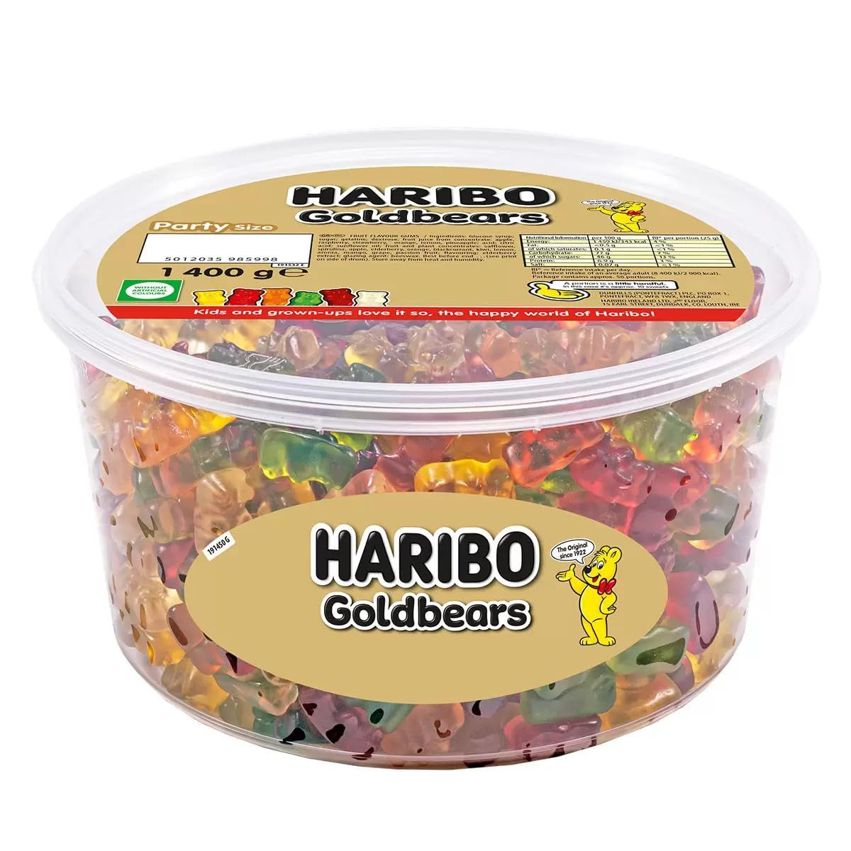 HARIBO Haribo Gold Bears Giant Party Size Tub 1400 Grams of Teddy Bear Gummies