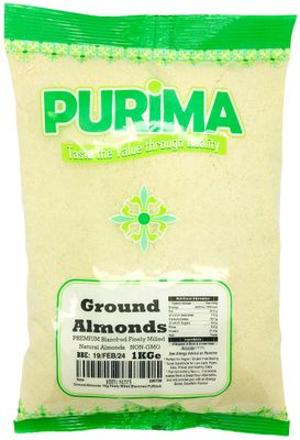 Ground Almonds 1kg - Fine Blanched Finely Milled Almond Flour for Baking Blanch Meal Powder Bulk Bag Box Super Macarons Keto Low Carb Natural Paleo Vegan Bread Spain USA Prime UK - PURIMA