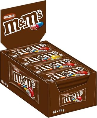 M&amp;M'S Milk Chocolate Bulk Box, Chocolate Gifts &amp; Movie Night Snacks, 24 Packs of 45 g