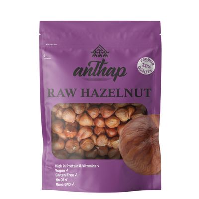 Anthap Premium Quality Natural Raw Hazelnut, Whole Hazelnut, Non GMO, Unroasted, Unsalted, No Additives, No Preservatives, Good Source of Fibre and Protein, Perfect for Snacking, Resealable Bag, 1kg