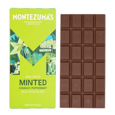 Montezuma's Minted, 35% Cocoa, Milk Chocolate With Peppermint, Gluten Free, 90g Bar