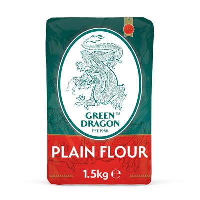 Green Dragon Plain Flour 1.5KG Easy To Use Chef's Choice Used In Restaurant &amp; Takeaway Pack of 1 (1.5KG)