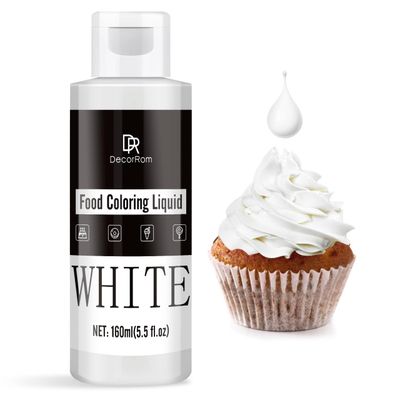 Food Colouring - Vibrant Liquid Icing Food Colouring for Baking, Cake Decorating, Easter Egg, Airbrush - Tasteless Food Colour Dye for Fondant, Macaron, Cookie, Slime, DIY Crafts - 160ml (White)