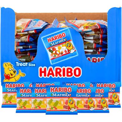 HARIBO Starmix Treat-Size Bags - 100 Pack (16g Each) - 1.8 kg Party Sweets, Mini Bags, Bulk Sharing Bag, Kids Parties, Events, Office Snacks Classic HARIBO Gummies Mix by Homora