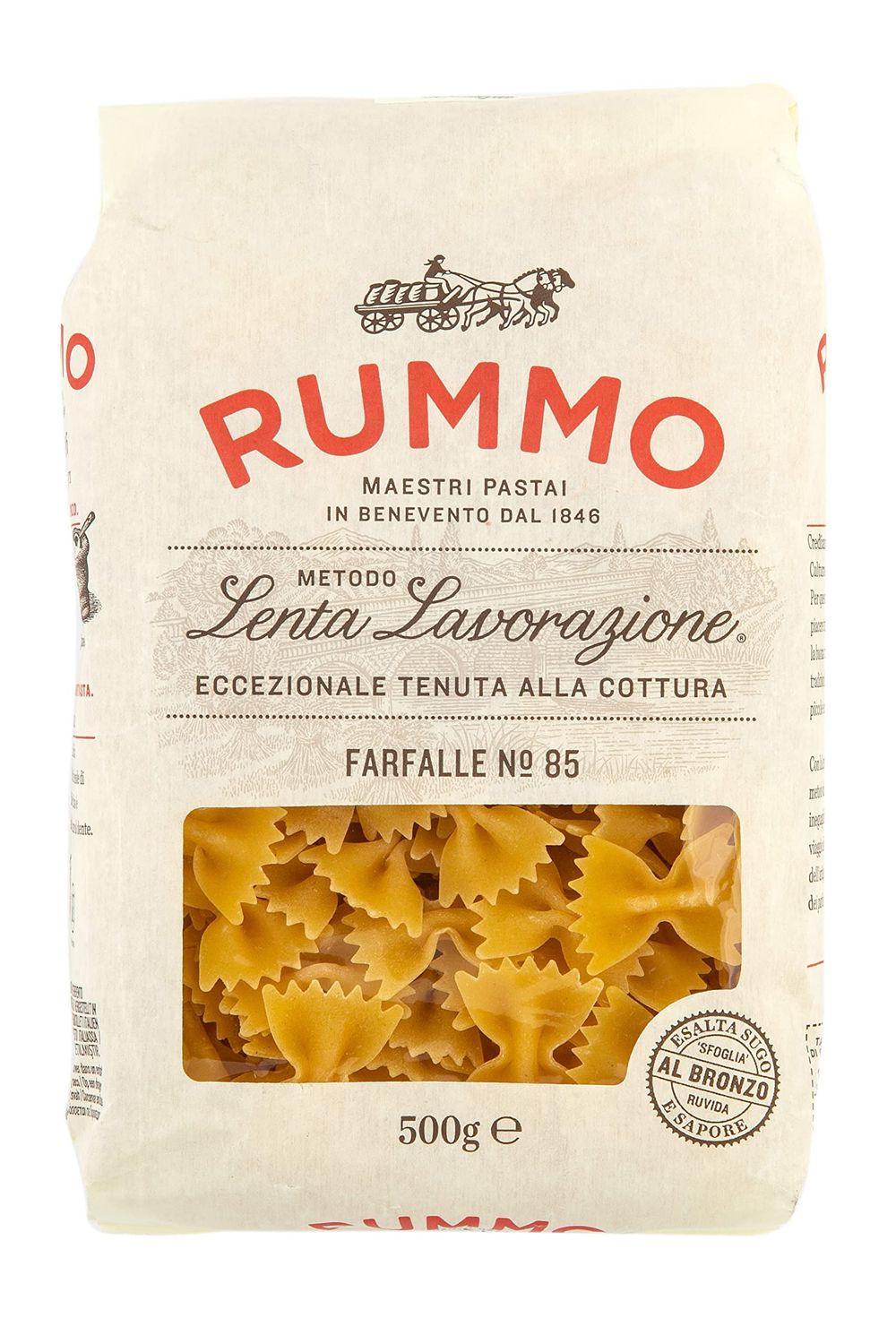 Rummo Farfalle Pasta No.85 - Elegant Italian Butterfly Pasta, Crafted for Light &amp; Flavourful Dishes, 500 g (Pack of 1)