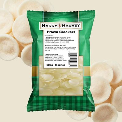 Harry Harvey Prawn Crackers Uncooked 227g Chinese Prawn Crackers for Takeaway Style at Home Uncooked Prawn Crackers Discs, Fry Until Fluffy &amp; Crispy Authentic Prawn Crisps &amp; Prawn Chips Snack