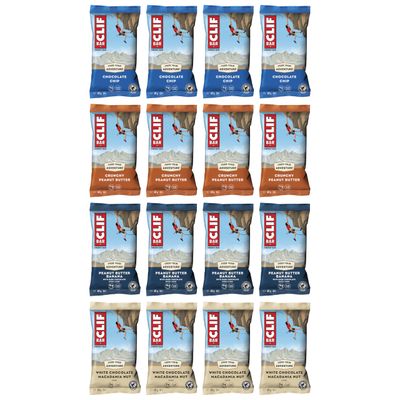 CLIF Bar ENERGY BAR Mixed Flavour Variety-Pack x 16 bars Nutritional Bar Source of Plant Based Protein 16 bars x 68g