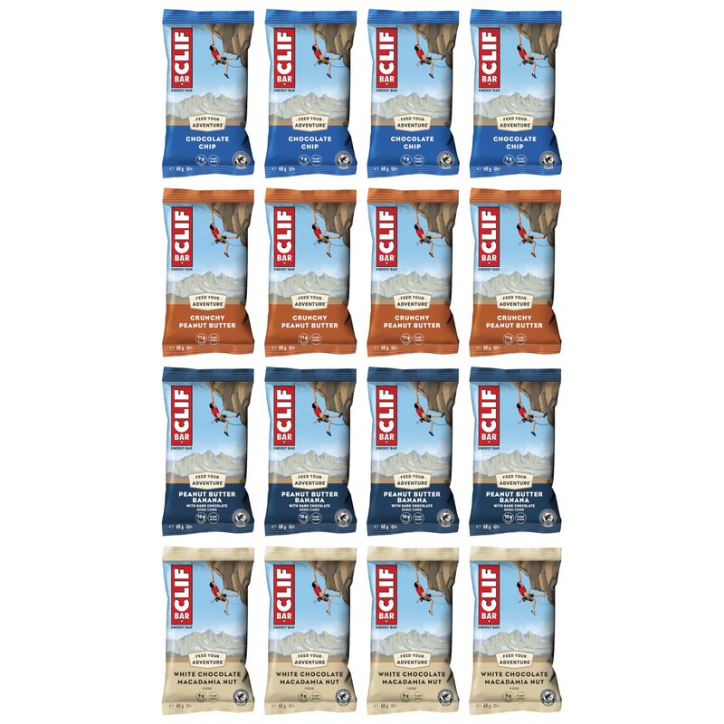 CLIF Bar ENERGY BAR Mixed Flavour Variety-Pack x 16 bars Nutritional Bar Source of Plant Based Protein 16 bars x 68g