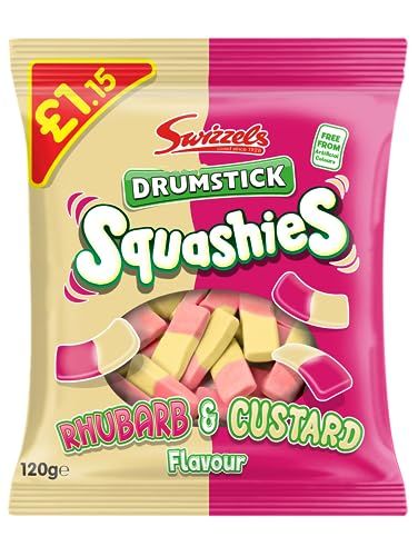 Swizzels Squashies Sweets - Rhubarb &amp; Custard Flavour (Price Marked) Single Pack 120g