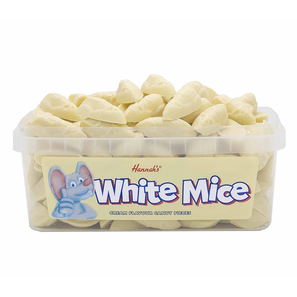 Hannah's White Mice Cream Flavour Candy Pieces - Bulk Tub Sweet Mice-Shaped Treats