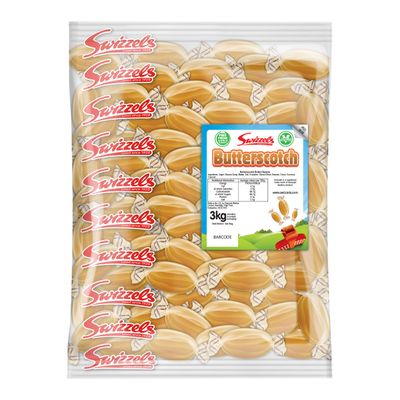 Swizzels Butterscotch Hard Boiled Sweets, Creamy and Rich Vegetarian, 3kg Bulk Bag, Pack of 1