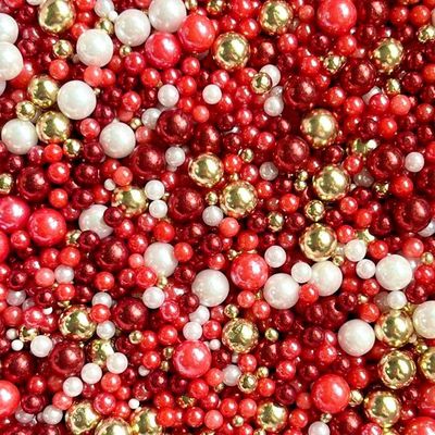 Red white gold metallic sprinkles edible pearls cupcake cake toppers biscuits ball mix pearls decoration 100s 1000s valentines anniversary football team christmas party baking RUDOLPH