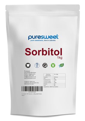 Puresweet® Sorbitol Powder 1kg, Premium Qulity, All Natural Sugar Alternative, Non GMO, Tooth Friendly, Vegan, (Recyclable Pouch).