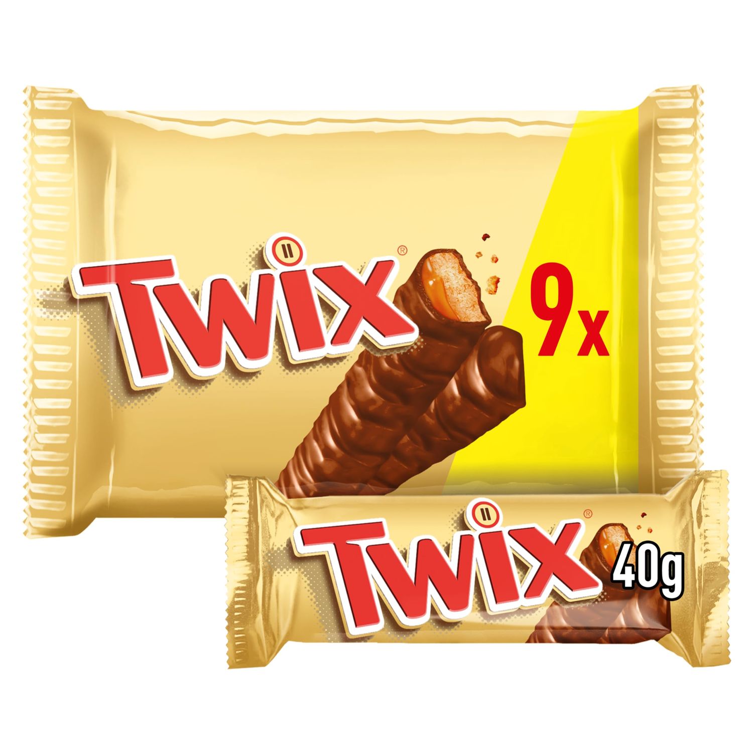 Twix Chocolate Bars, Caramel &amp; Milk Chocolate Biscuits, 9 x 40g Multipack, Perfect for Gifts, Ideal for Snacks