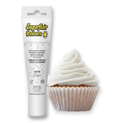 Sugarflair Essentials White Food Colouring Gel 25g - Concentrated Gel Food Dye for Cake Decorating, Buttercream, Fondant, Royal Icing - Vegan, Kosher, Bake-Stable