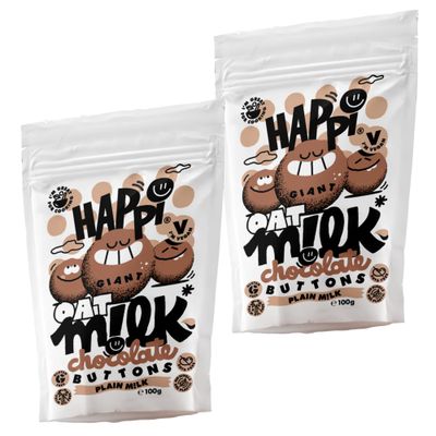 Happi Oat Milk 2 x 100g - Giant Vegan Chocolate Buttons - Vegan Chocolate Buttons for Cooking