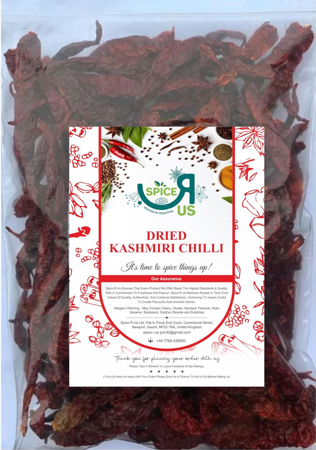 Kashmiri Chilli Chillies Dried Whole Premium Quality by Spice R Us 50g-1900g (50g)