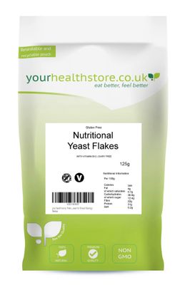 yourhealthstore® Premium Nutritional Yeast Flakes 125g with Vitamin B12 Non GMO Gluten Free Dairy Free Vegan Cheese Powder Alternative (This is not yeast for bread making)