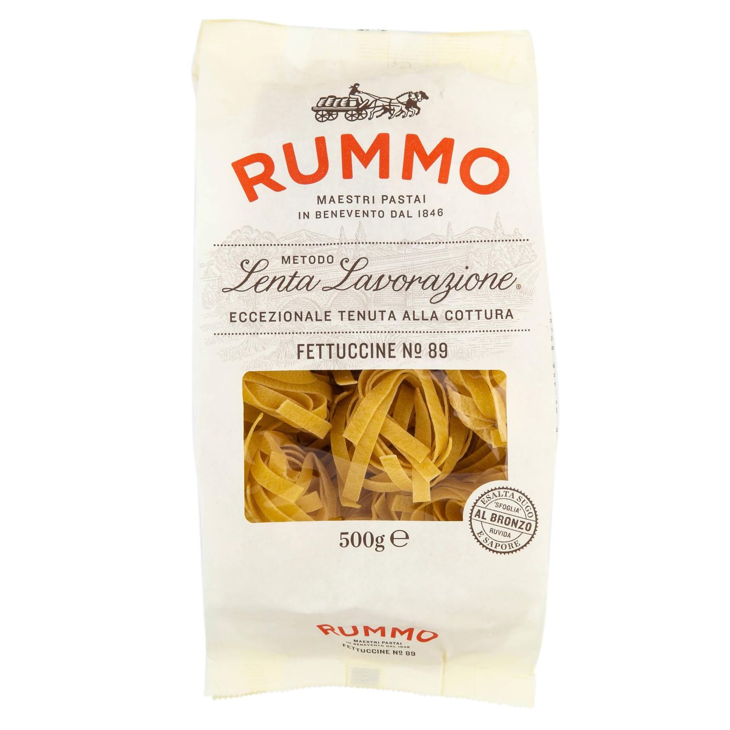 Rummo Fettuccine Pasta No.89 - Classic Ribbon-Cut Pasta, Expertly Made for Rich &amp; Elegant Dishes, 500 g (Pack of 1)