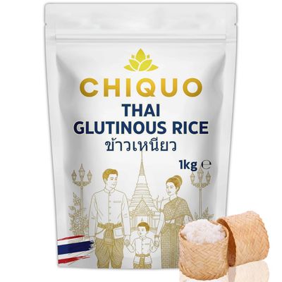 Chiquo Thai Glutinous Rice 1kg Premium Sticky Rice for Mango Sticky Rice, Sushi & Asian Dishes Authentic Thai Sweet Rice Sticky White Rice Product of Thailand