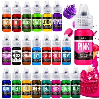 Food Coloring Gel Set - 22 Vibrant Color Gel Food Coloring for Cake Decorating, Baking, Easter Egg, Icing - Tasteless Food Color Dye for Fondant, Cooking, Slime, Airbrush - 6 g/Bottles