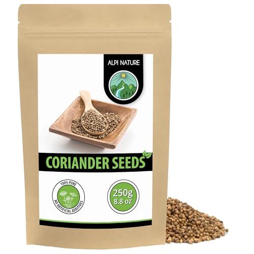 Alpi Nature Coriander Seeds 250g 8.8 oz, Whole Raw Coriander Seeds for Cooking and Spice Blends