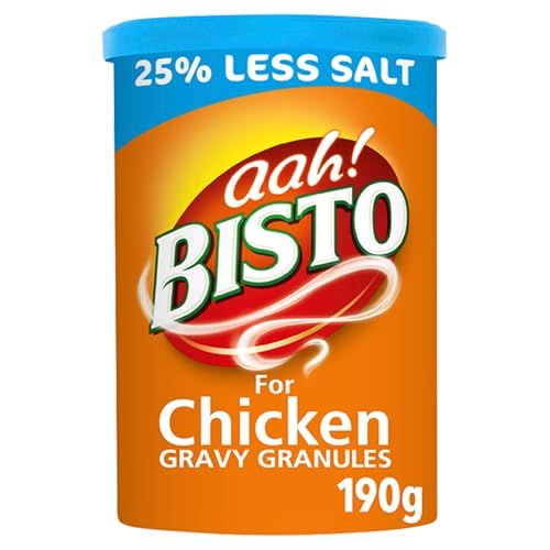 Bisto Flavoursome &amp; Delicious Reduced Salt Chicken Gravy Granules for Hearty Family Mealtimes, 190 g Drum (Pack of 1)