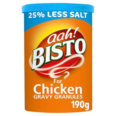 Bisto Flavoursome &amp; Delicious Reduced Salt Chicken Gravy Granules for Hearty Family Mealtimes, 190 g Drum (Pack of 1)