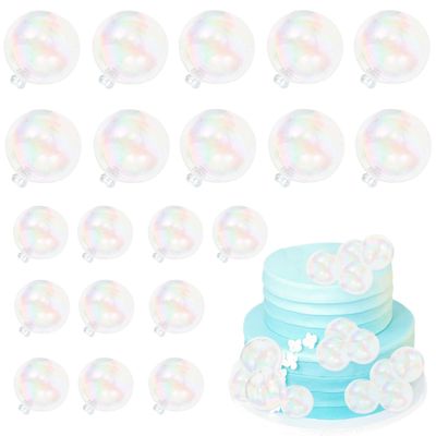 Blumomon 20Pcs Colour Ballon Cake Topper Iridescent Round Ball Cupcake Topper DIY Dessert Cake Decoration Birthday Party Wedding Supplies Baby Shower Cake Decoration