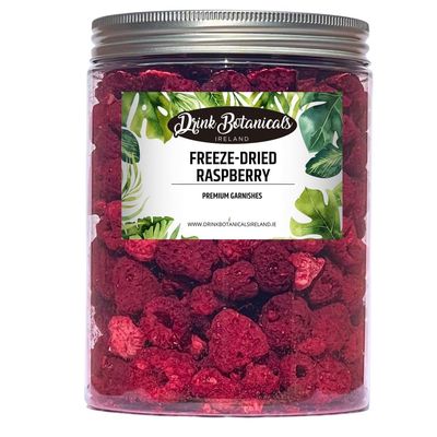 Drink Botanicals Ireland Natural Freeze Dried Whole Raspberries. 100 + Servings. (90g) - for Garnishing Cocktails, Baking, Cakes, Yogurts, Granola &amp; More. Recyclable Jar with Aluminium Lid