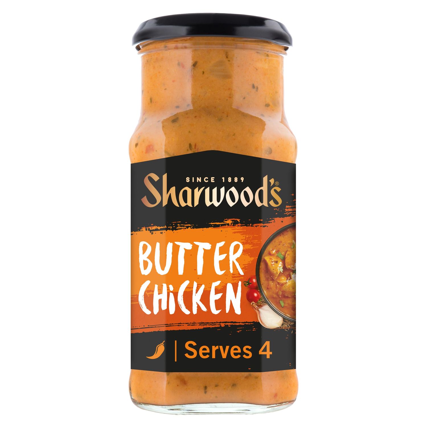 Sharwood's Indian Butter Chicken Sauce - Mild &amp; Creamy Tomato Curry, Rich Indian Flavour, 420 g Jar (Pack of 1)