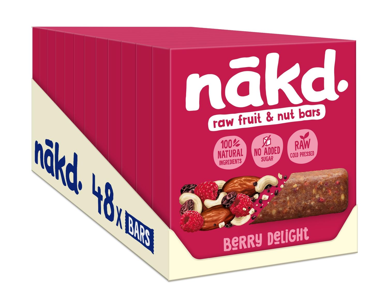 Nakd Berry Delight Natural Fruit &amp; Nut Bars - Vegan - Healthy Snack - Gluten Free, 35 g (Multipack case 48 Bars)