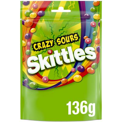 Skittles Crazy Sours Sweets Pouch 136g