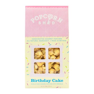 Popcorn Shed Birthday Cake Gourmet Popcorn (1 x 80g) - Vanilla Caramel Gourmet Popcorn with White Chocolate &amp; Sprinkles, Easy &amp; Low Calorie Snack, Perfect for Parties, Movie Nights &amp; Gifting
