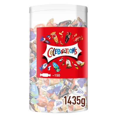 Celebrations Milk Chocolate Gift Box of Mini Chocolates &amp; Biscuit Bars Tube (Maltesers, Galaxy, Snickers &amp; More) 1435g