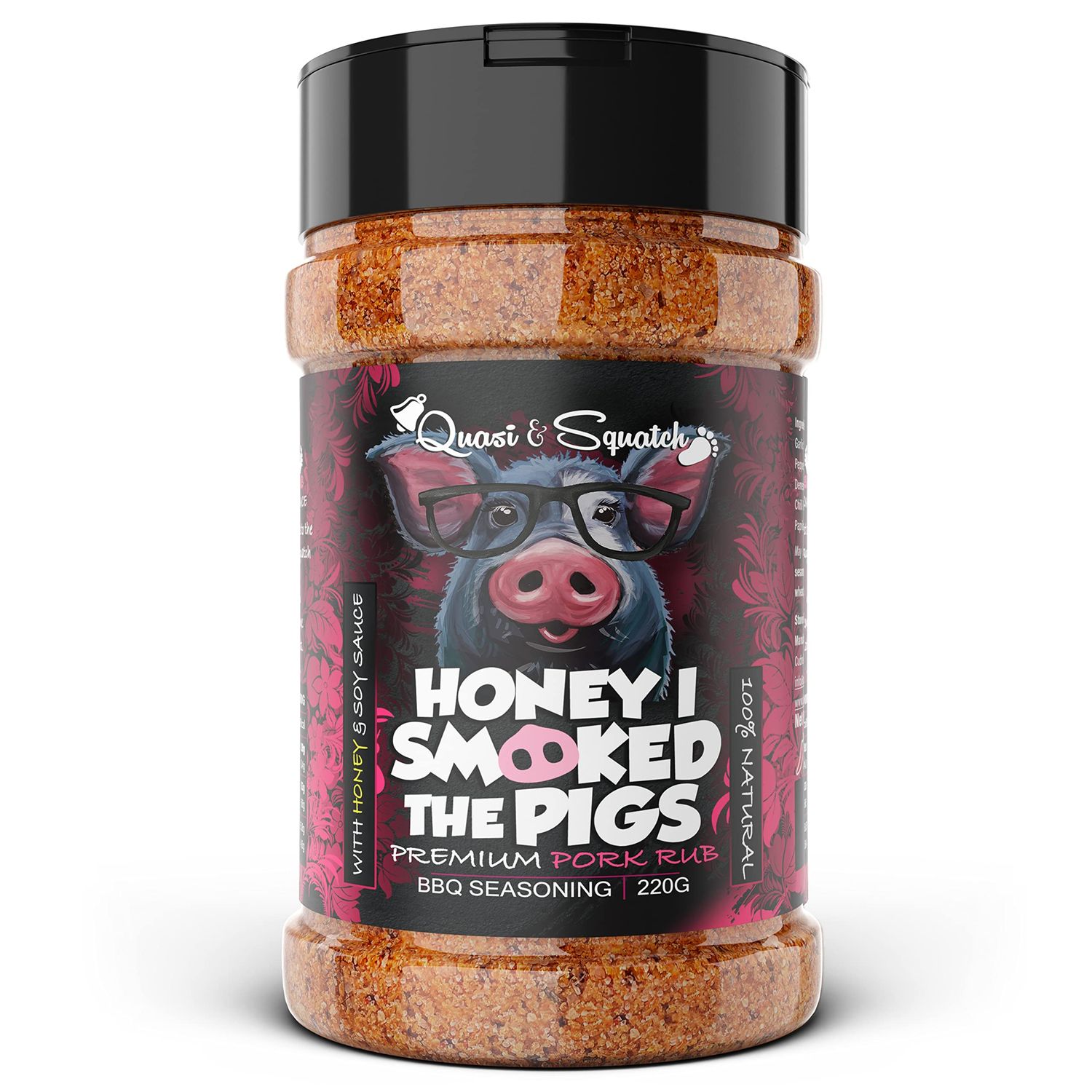 Quasi &amp; Squatch Pork Rub - Honey I Smoked The Pigs, Sweet &amp; Smokey Soy BBQ Seasoning for Pork Ribs &amp; Pulled Pork, 220 g