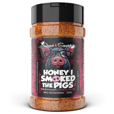 Quasi &amp; Squatch Pork Rub - Honey I Smoked The Pigs, Sweet &amp; Smokey Soy BBQ Seasoning for Pork Ribs &amp; Pulled Pork, 220 g