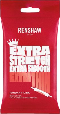 Renshaw Red Extra Stretch, Smooth &amp; Thin Fondant Icing, 1 kg (Pack of 1) - Ready to Roll Icing for Cakes