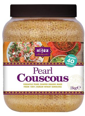 Al Fez Pearl Couscous 2kg Value Pack - Makes 40 Portions - 100% Durum Wheat Semolina Couscous/Cous Cous - Middle Eastern Staple Grain - Large Pearl Couscous for Salads, Tagines & Meal Prep