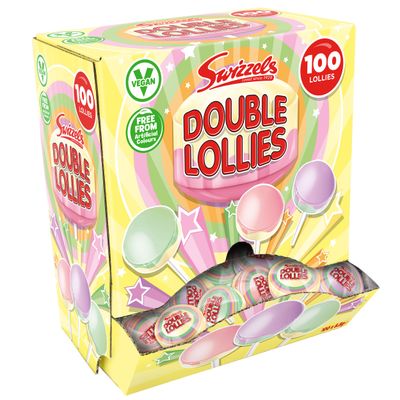 Swizzels Double Lollies Sweets Dispenser, Vegan Friendly (100 Lollipops)