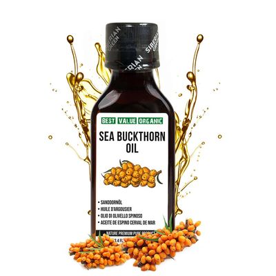 Siberian Sea Buckthorn Oil 3.4 fl.oz / 100ml Raw Unrefined Extra Virgin First Cold Pressed from Wild-harvested Sea Buckthorn Seeds and Berries