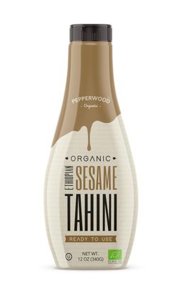 Organic Ethiopian Sesame Tahini 340g - Squeezable Creamy & Ready Tahini Paste - Hulled, Unsalted, Non-GMO, Gluten-Free, Peanut-Free, by Pepperwood Organics