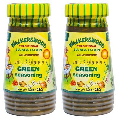 Walkerswood Traditional Jamaican Green Seasoning 280g (2-pack) + Uplabel Creations 180ml Food Pot