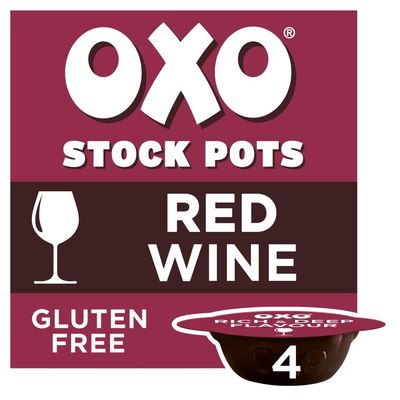 OXO Red Wine Stock Pots - Rich &amp; Flavoursome Blend, Gourmet Base for Stews, Sauces, Casseroles &amp; Holiday Cooking, 4 x 20 g (80 g Total)