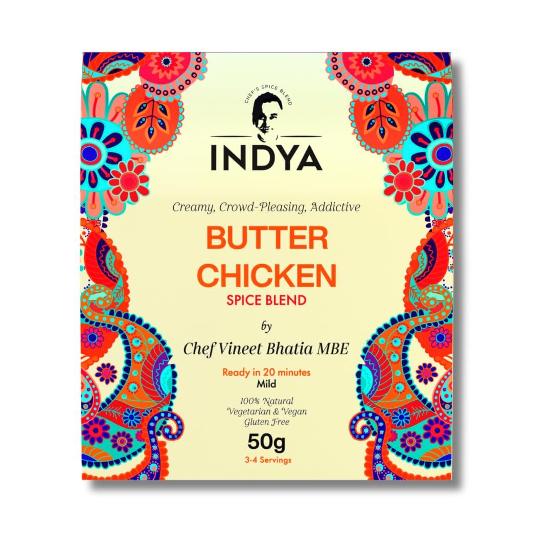 Butter Chicken Spice Mix by Chef Vineet Bhatia MBE - Non Spicy, Gluten Free, No Preservatives, Vegetarian &amp; Vegan Friendly INDYA Spices