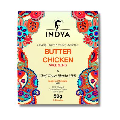 Butter Chicken Spice Mix by Chef Vineet Bhatia MBE - Non Spicy, Gluten Free, No Preservatives, Vegetarian &amp; Vegan Friendly INDYA Spices